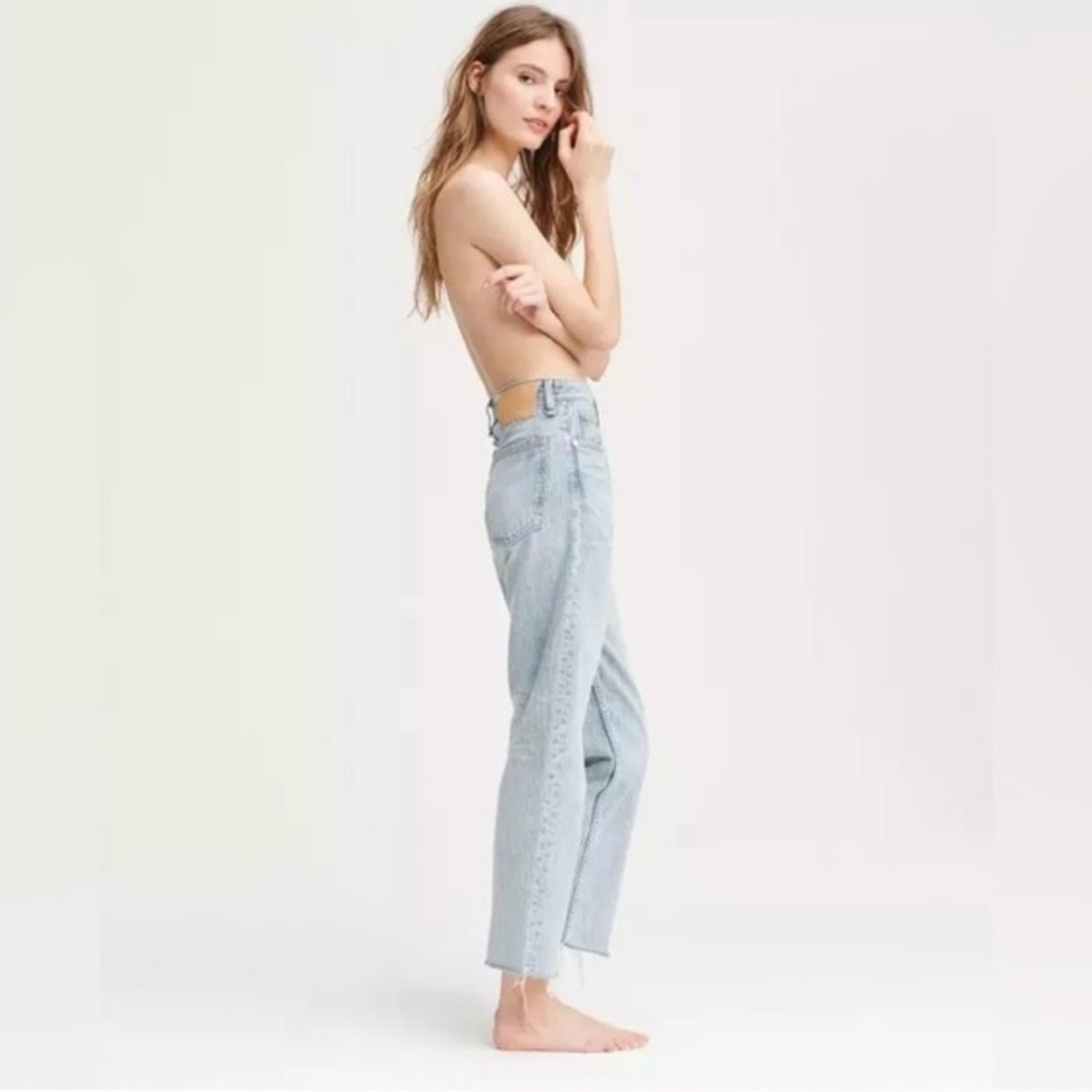 Rag & Bone Maya High Rise Slim Distressed Fray Hem Jeans in Ditch Plains - 24/00